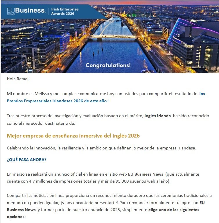 Inglés Irlanda, agencia partner de Escuelas de inglés en Dublín como ELI School — premio a la mejor empresa de educación de inglés inmersivo 2026